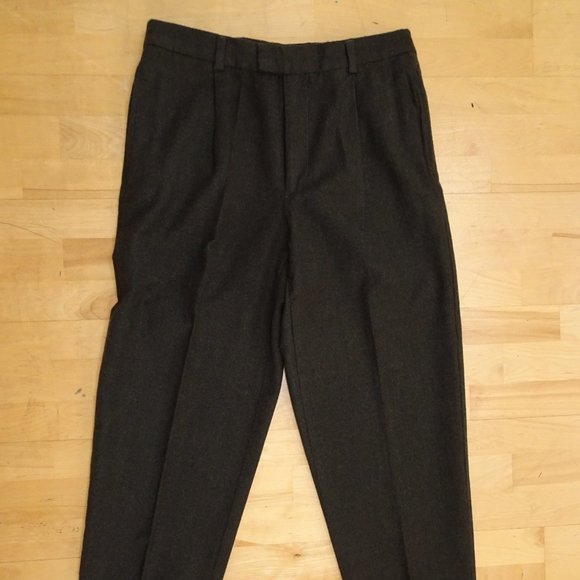 VINTAGE EDDIE BAUER MENS AKA WOOL DRESS PANTS SIZE 33W Dark Brown - Picture 2 of 9